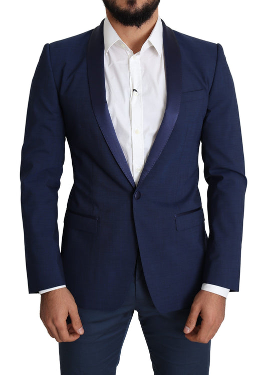 Dolce & Gabbana Elegant Blue Wool Blend Slim Blazer Jacket