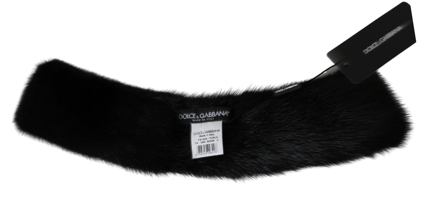 Dolce & Gabbana Elegant Black Mink Fur Scarf