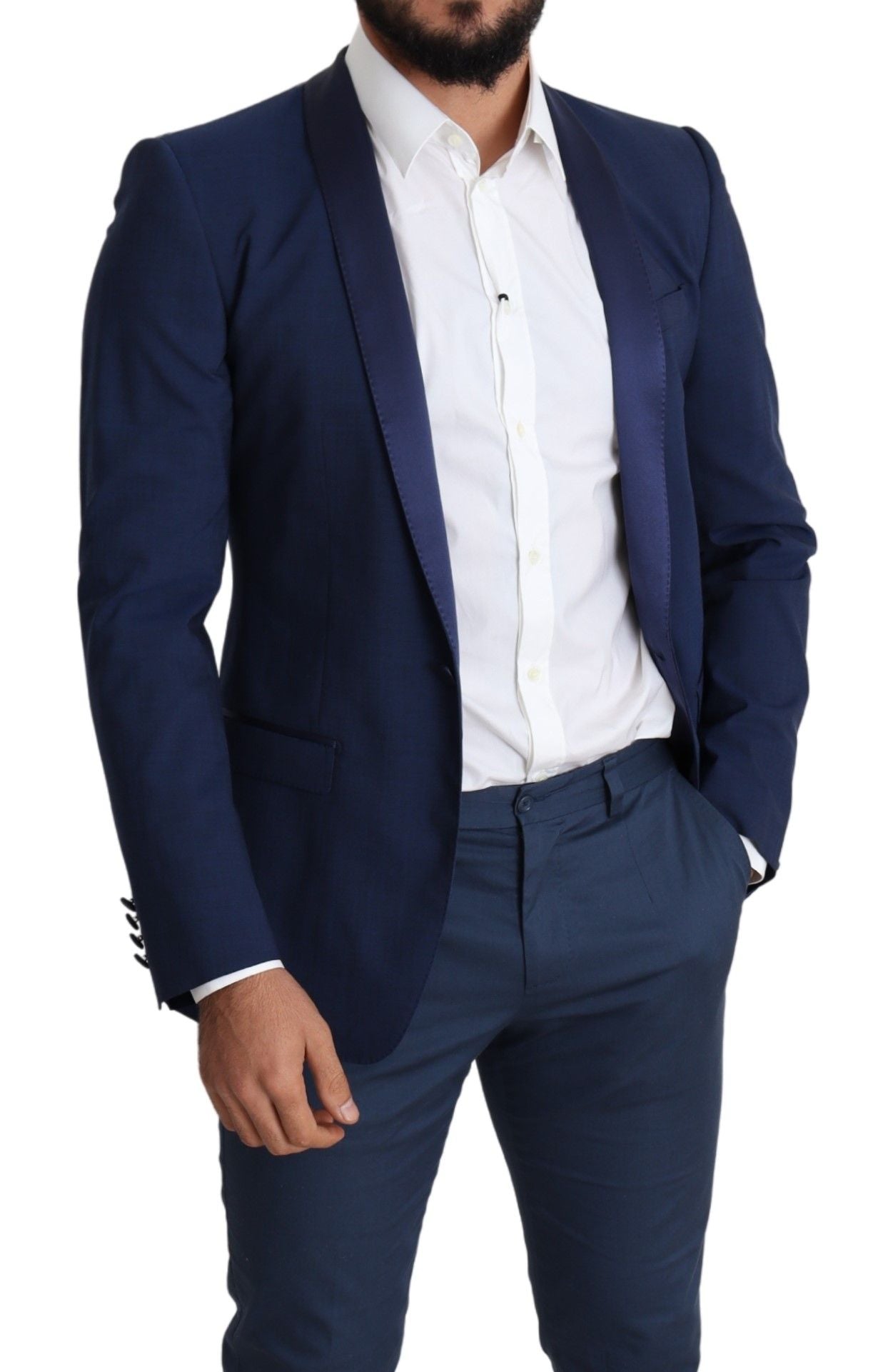 Dolce & Gabbana Elegant Blue Wool Blend Slim Blazer Jacket