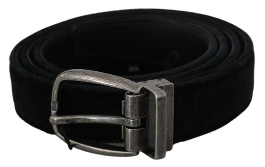 Dolce & Gabbana Elegant Black Leather Belt with Velvet Interior