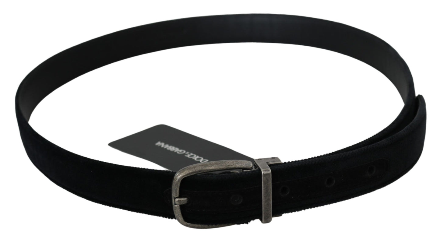 Dolce & Gabbana Elegant Black Leather Belt with Velvet Interior