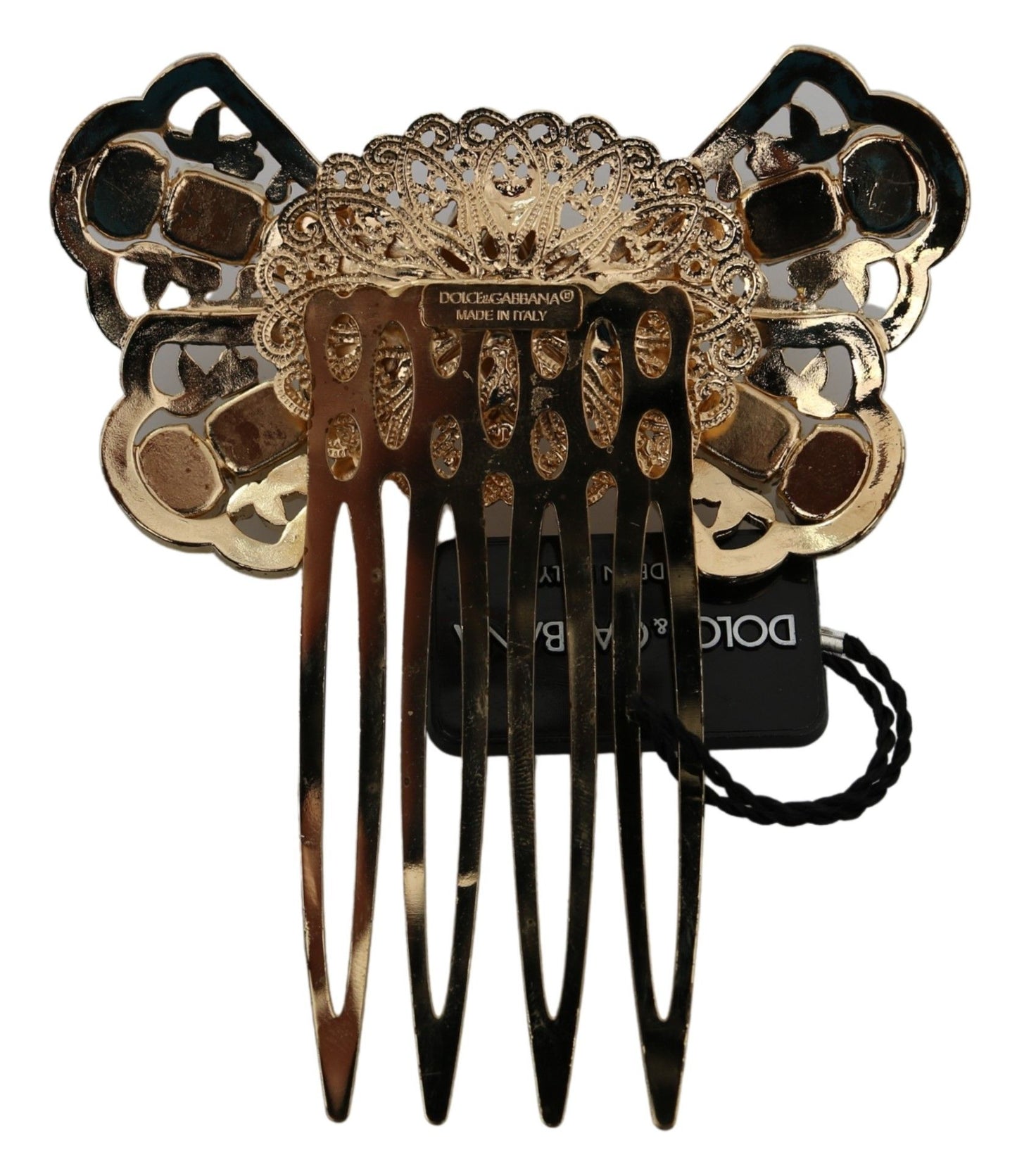 Dolce & Gabbana Elegant Gold Crystal Bow Hair Comb