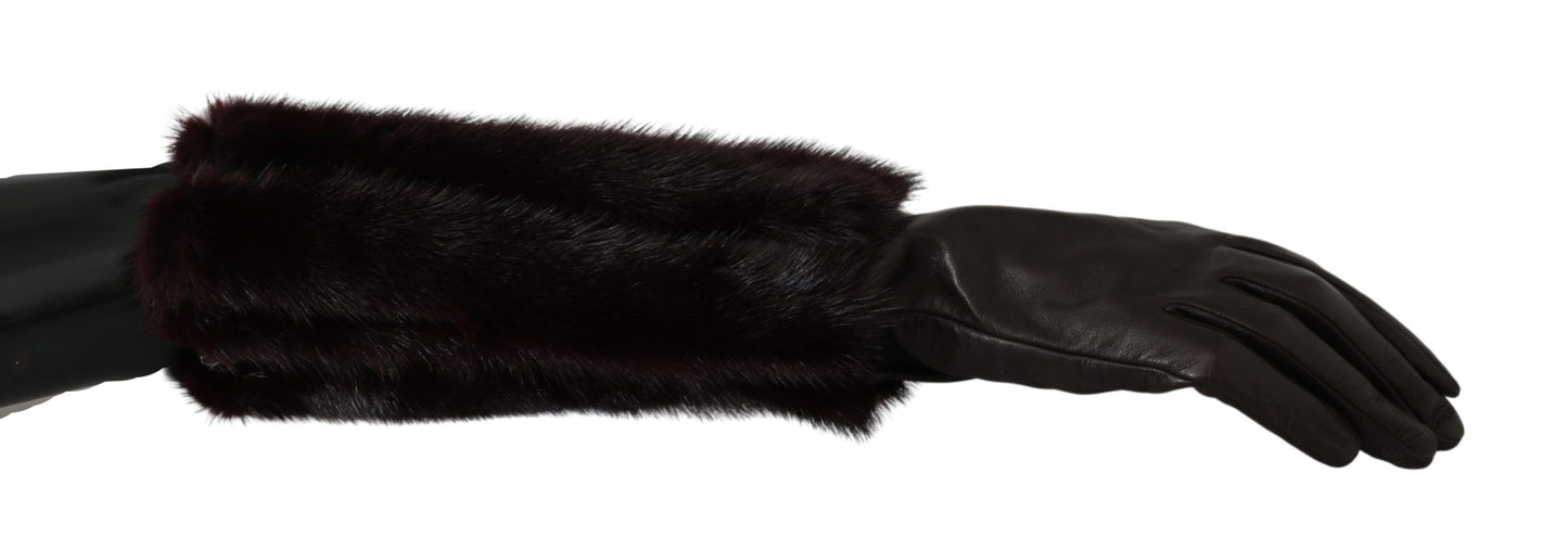 Dolce & Gabbana Chic Mid Arm Brown Leather Gloves