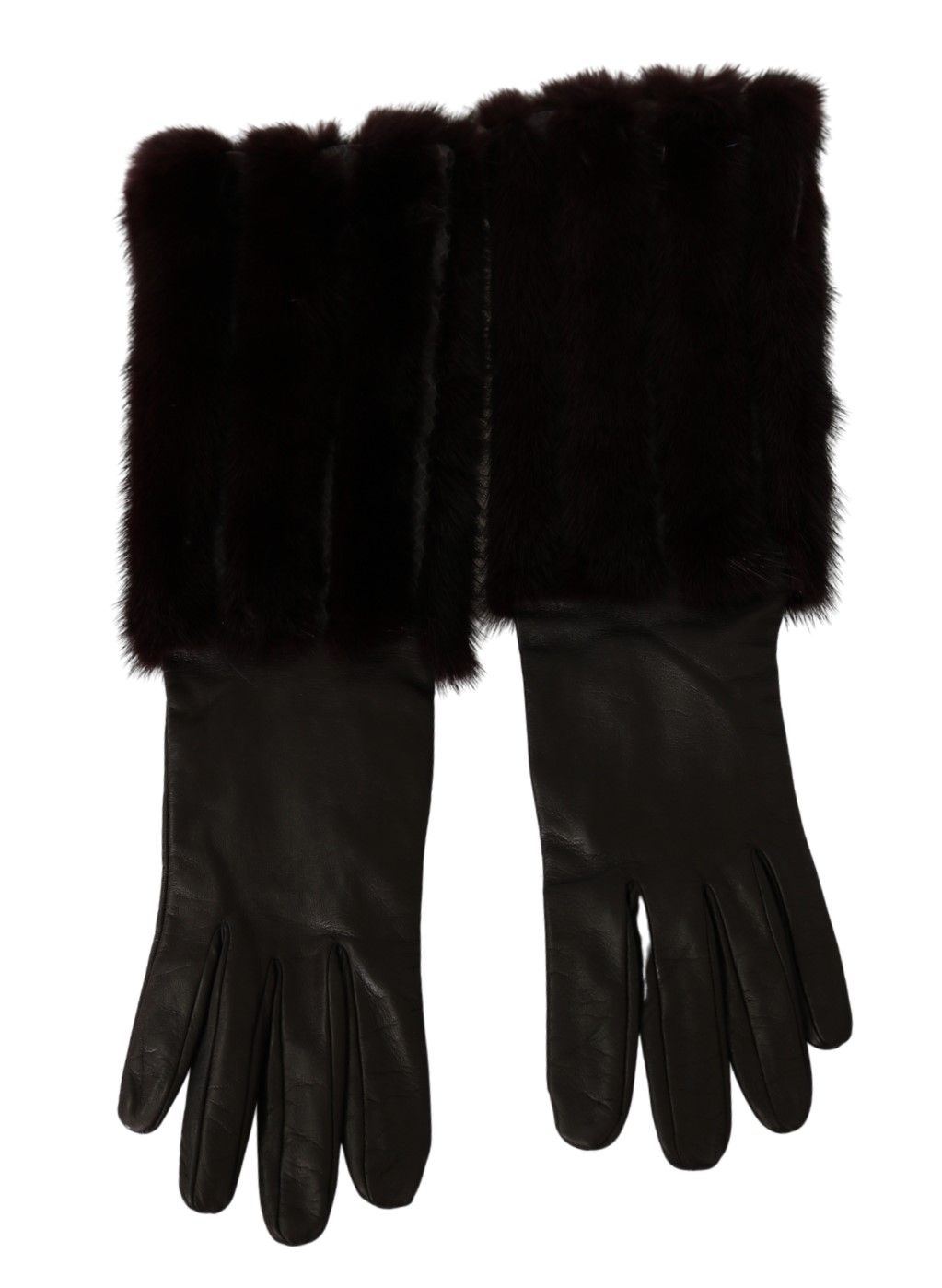 Dolce & Gabbana Chic Mid Arm Brown Leather Gloves