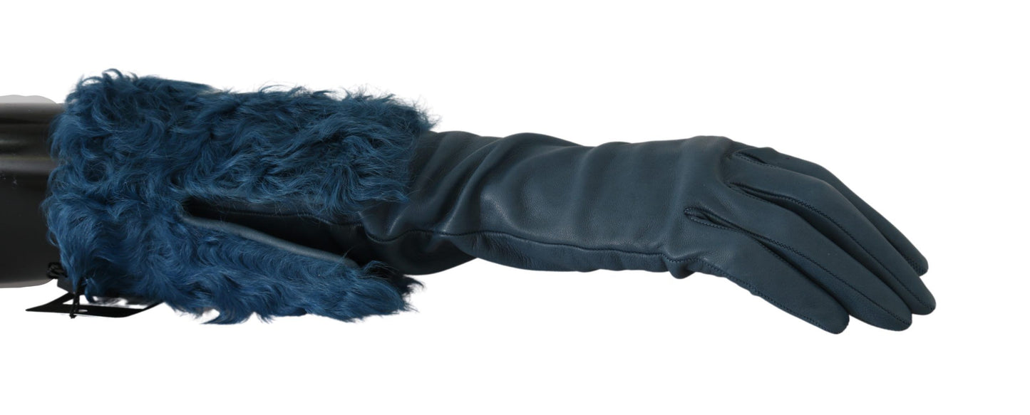 Dolce & Gabbana Elegant Blue Leather Gloves