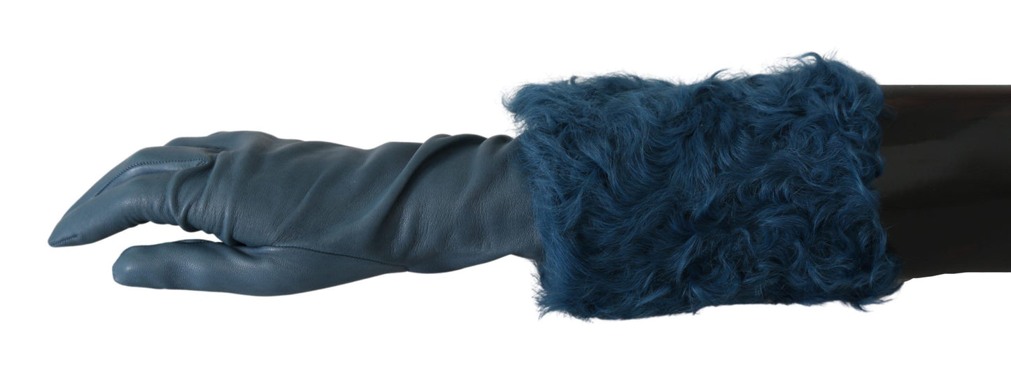 Dolce & Gabbana Elegant Blue Leather Gloves