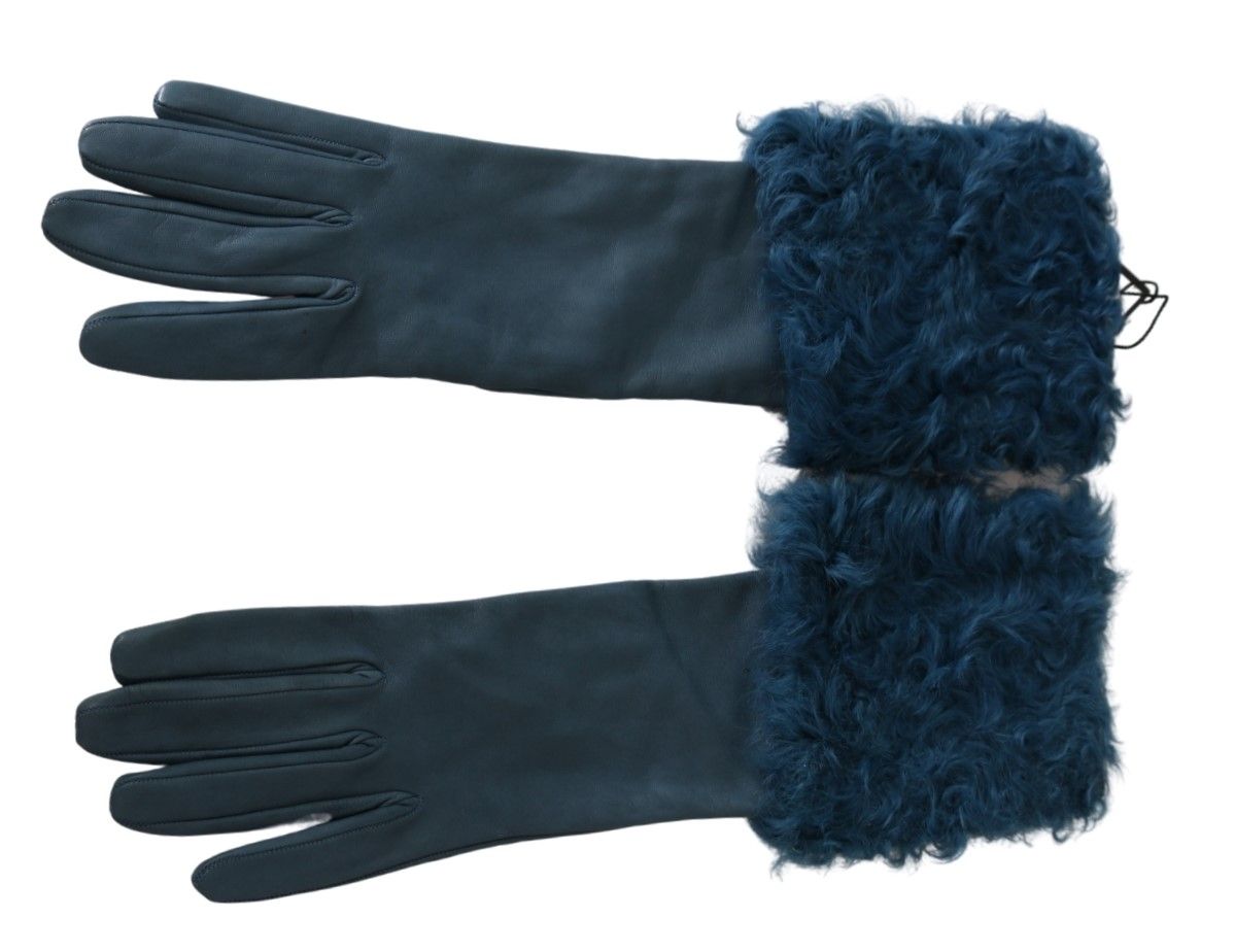 Dolce & Gabbana Elegant Blue Leather Gloves