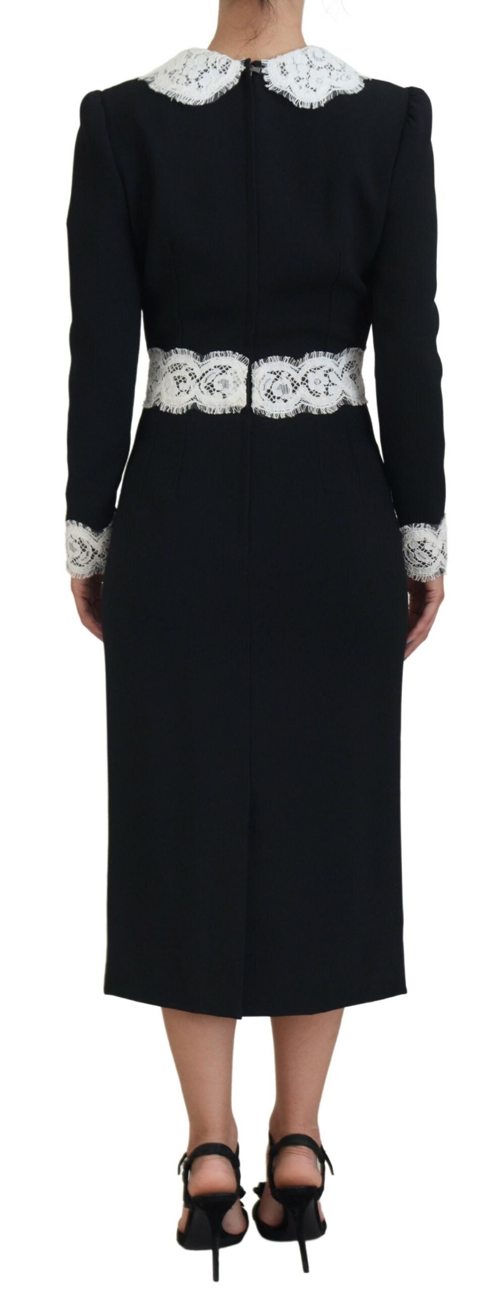 Dolce & Gabbana Chic Black & White Midi Elegance Dress