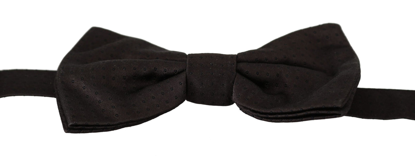 Dolce & Gabbana Elegant Silk Bow Tie with Brown Pattern