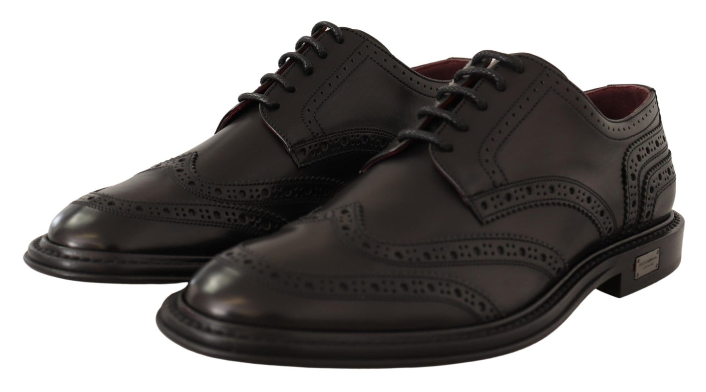 Dolce & Gabbana Elegant Black Leather Derby Shoes