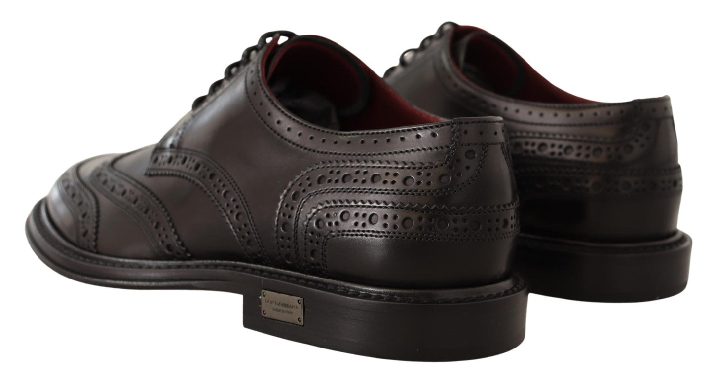 Dolce & Gabbana Elegant Black Leather Derby Shoes