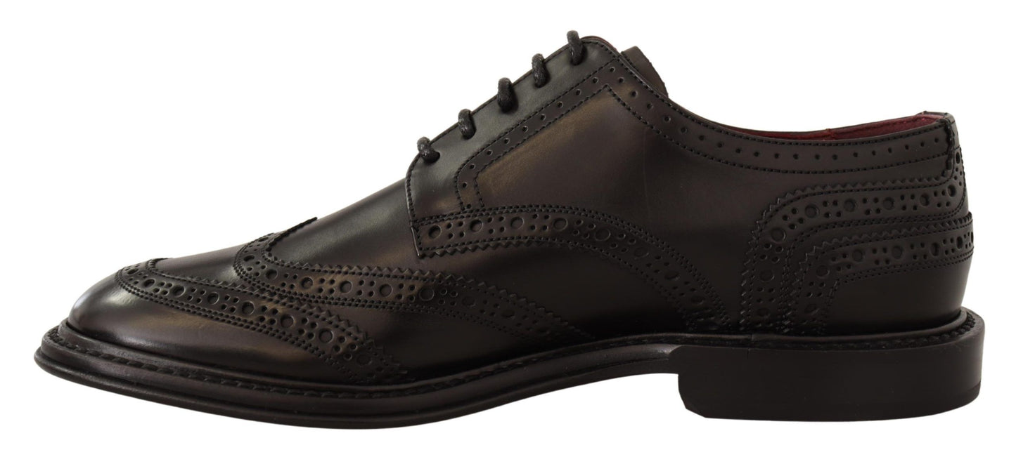 Dolce & Gabbana Elegant Black Leather Derby Shoes