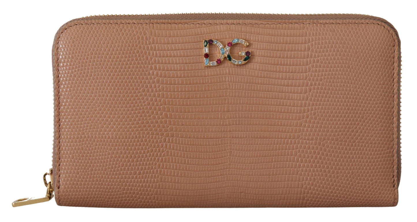 Dolce & Gabbana Elegant Beige Zip Around Continental Wallet