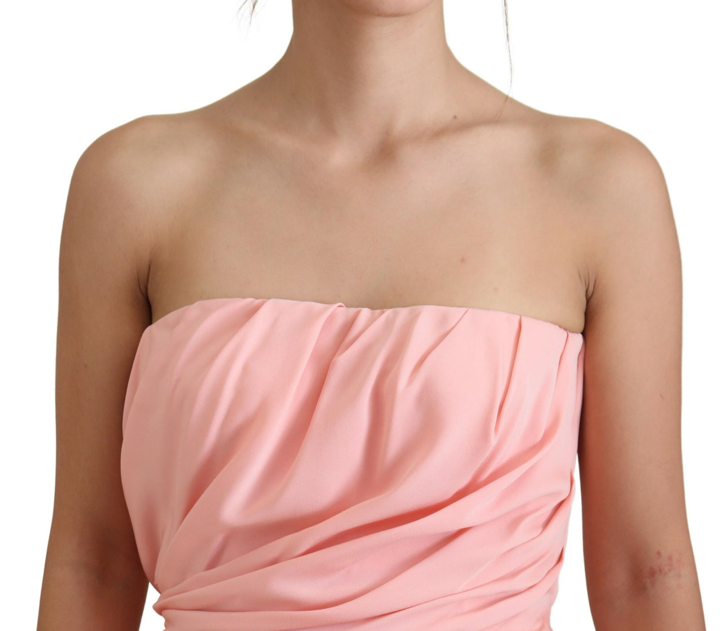 Dolce & Gabbana Elegant Pink Strapless Midi Silhouette