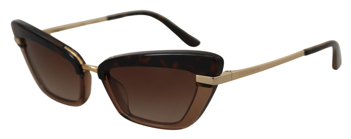 Dolce & Gabbana Elegant Cat Eye Sunglasses in Brown & Gold