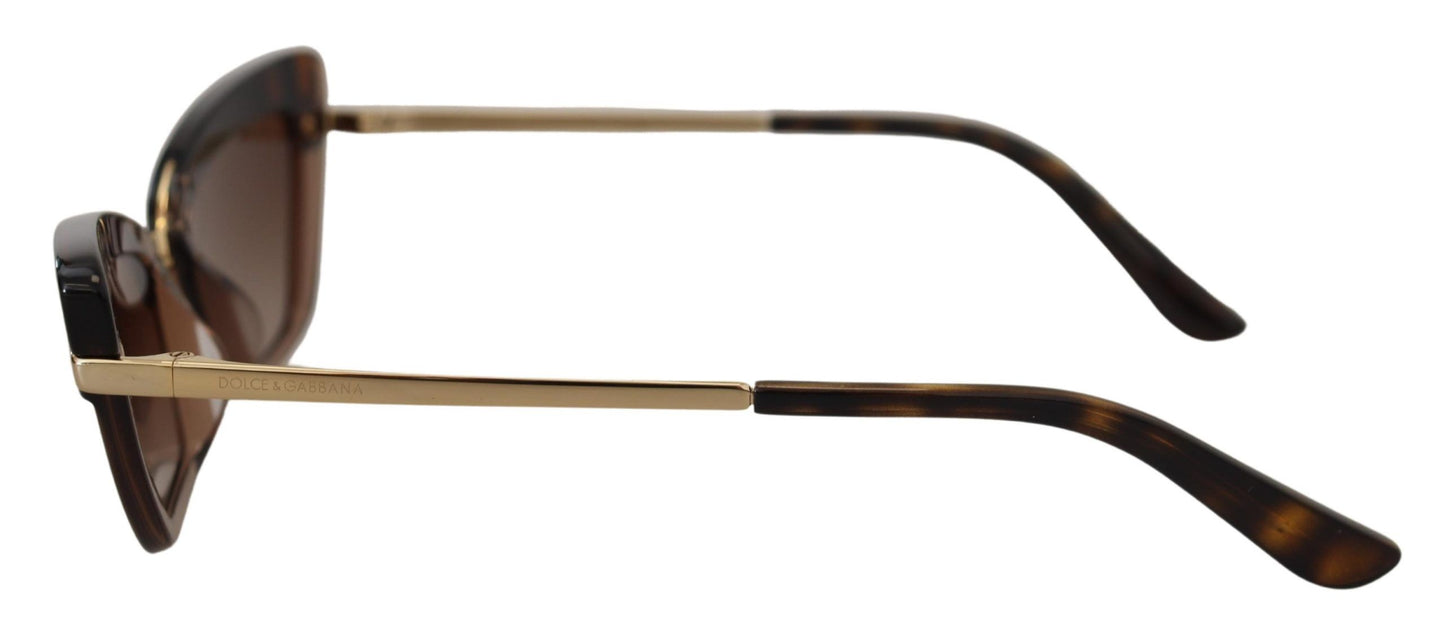 Dolce & Gabbana Elegant Cat Eye Sunglasses in Brown & Gold