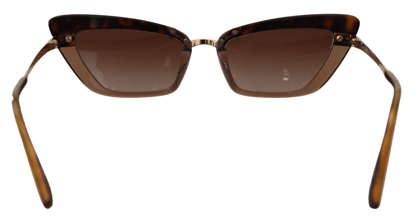 Dolce & Gabbana Elegant Cat Eye Sunglasses in Brown & Gold