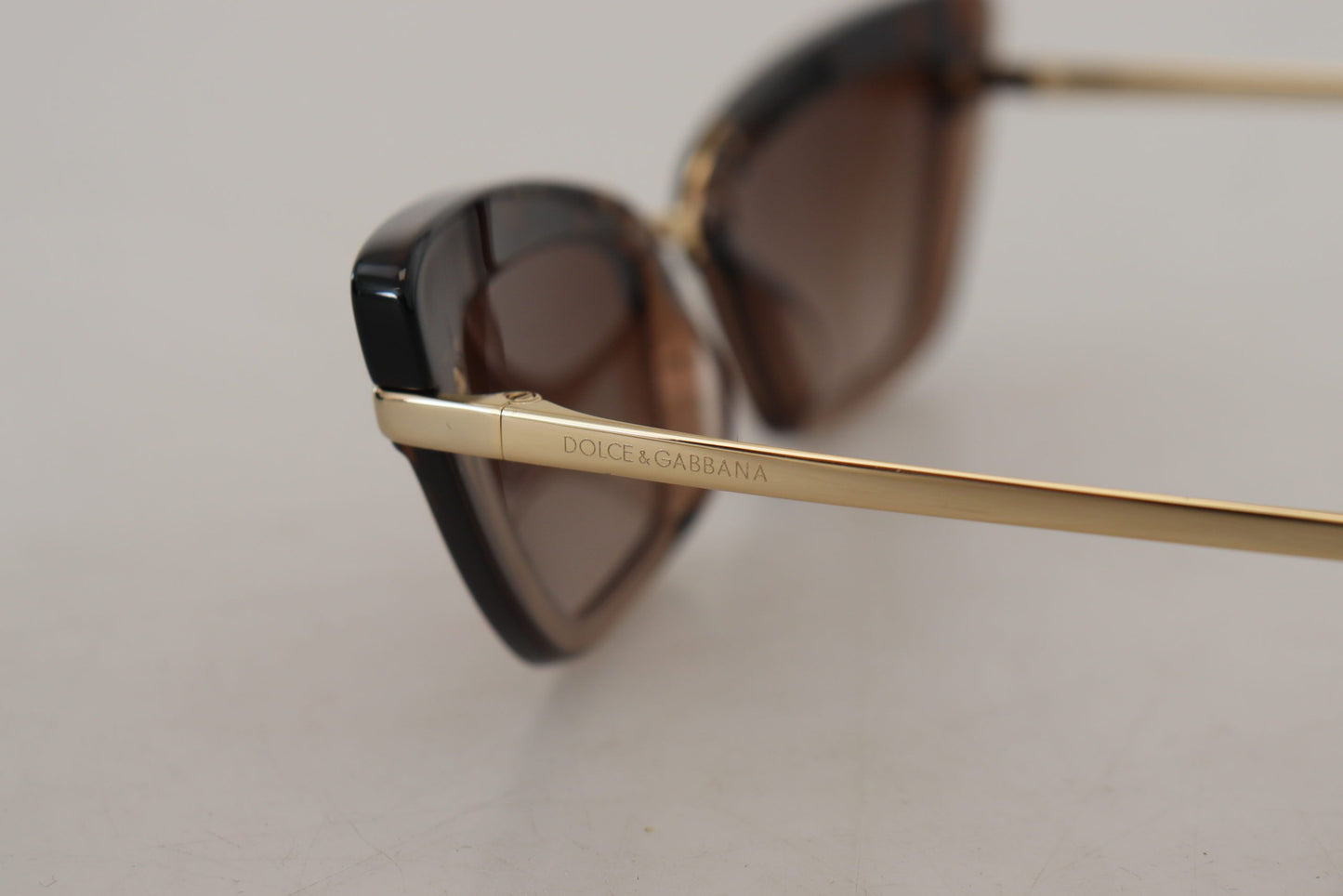 Dolce & Gabbana Elegant Cat Eye Sunglasses in Brown & Gold