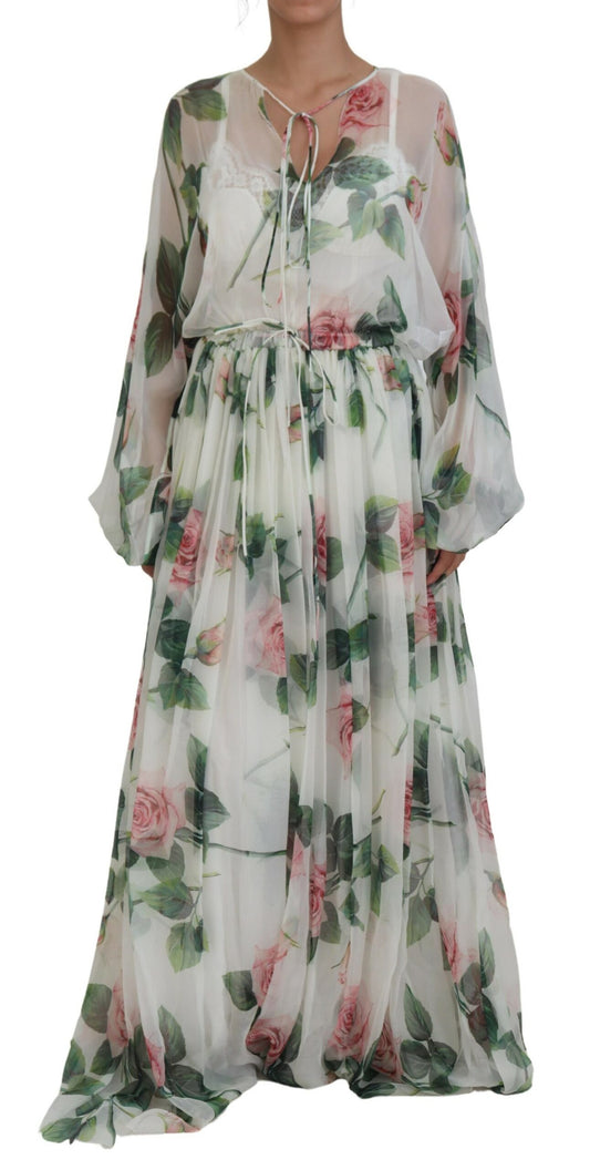 Dolce & Gabbana Elegant Floral Maxi Dress with Silk Lining