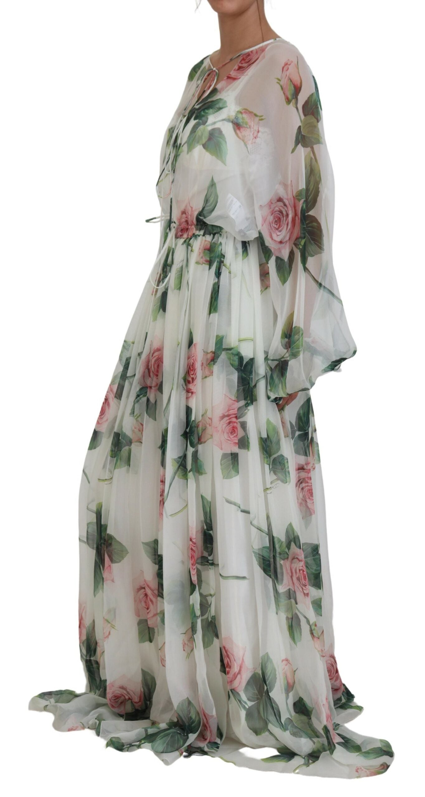 Dolce & Gabbana Elegant Floral Maxi Dress with Silk Lining