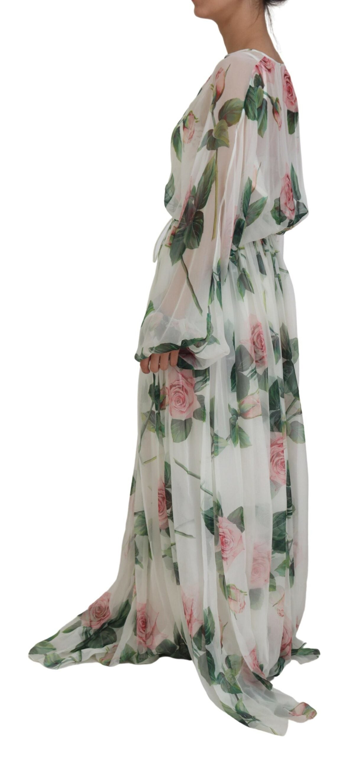 Dolce & Gabbana Elegant Floral Maxi Dress with Silk Lining