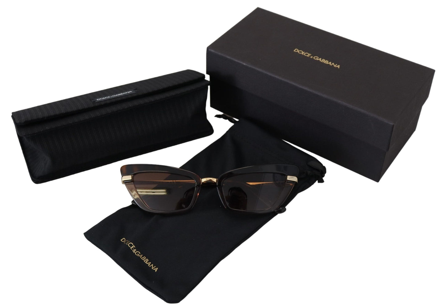 Dolce & Gabbana Elegant Cat Eye Sunglasses in Brown & Gold