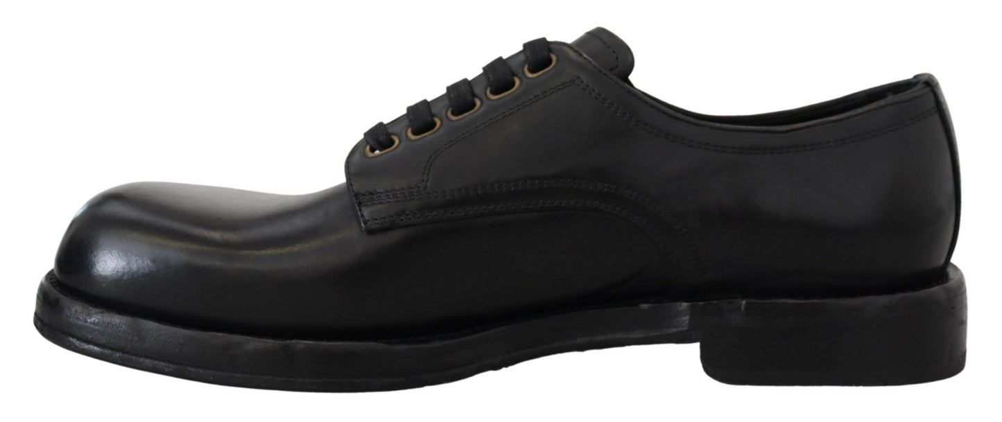 Dolce & Gabbana Elegant Bordeaux Leather Lace-Up Formal Shoes