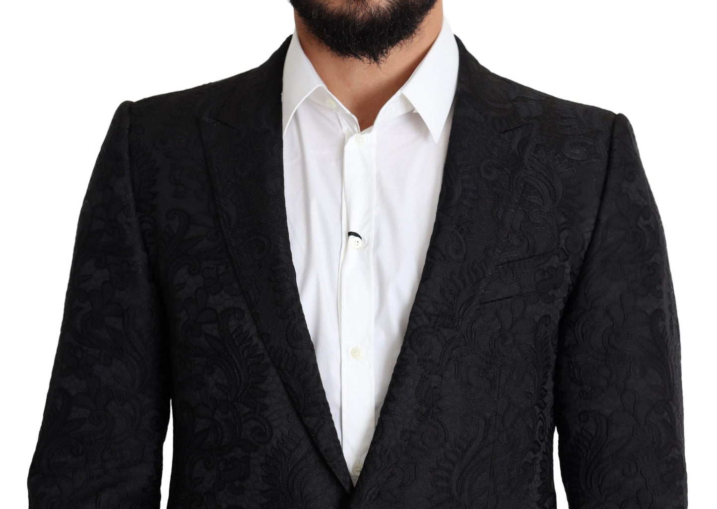 Dolce & Gabbana Elegant Black Floral Martini Blazer Jacket