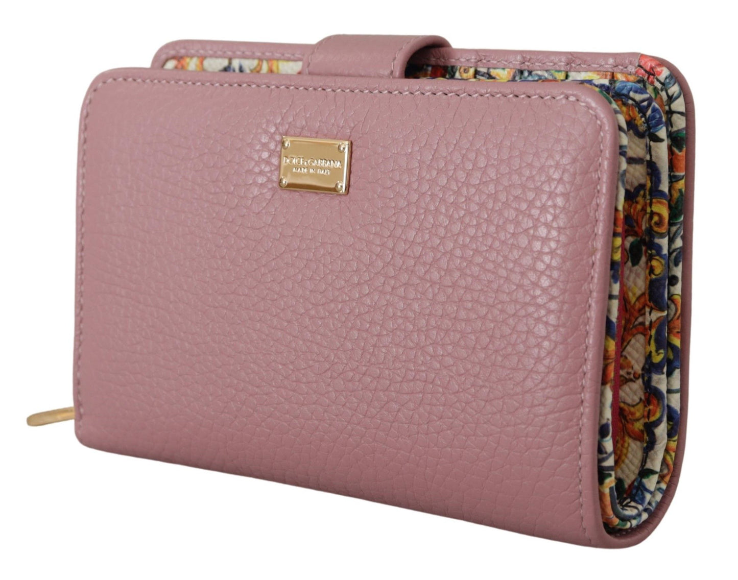 Dolce & Gabbana Elegant Pink Leather Continental Clutch