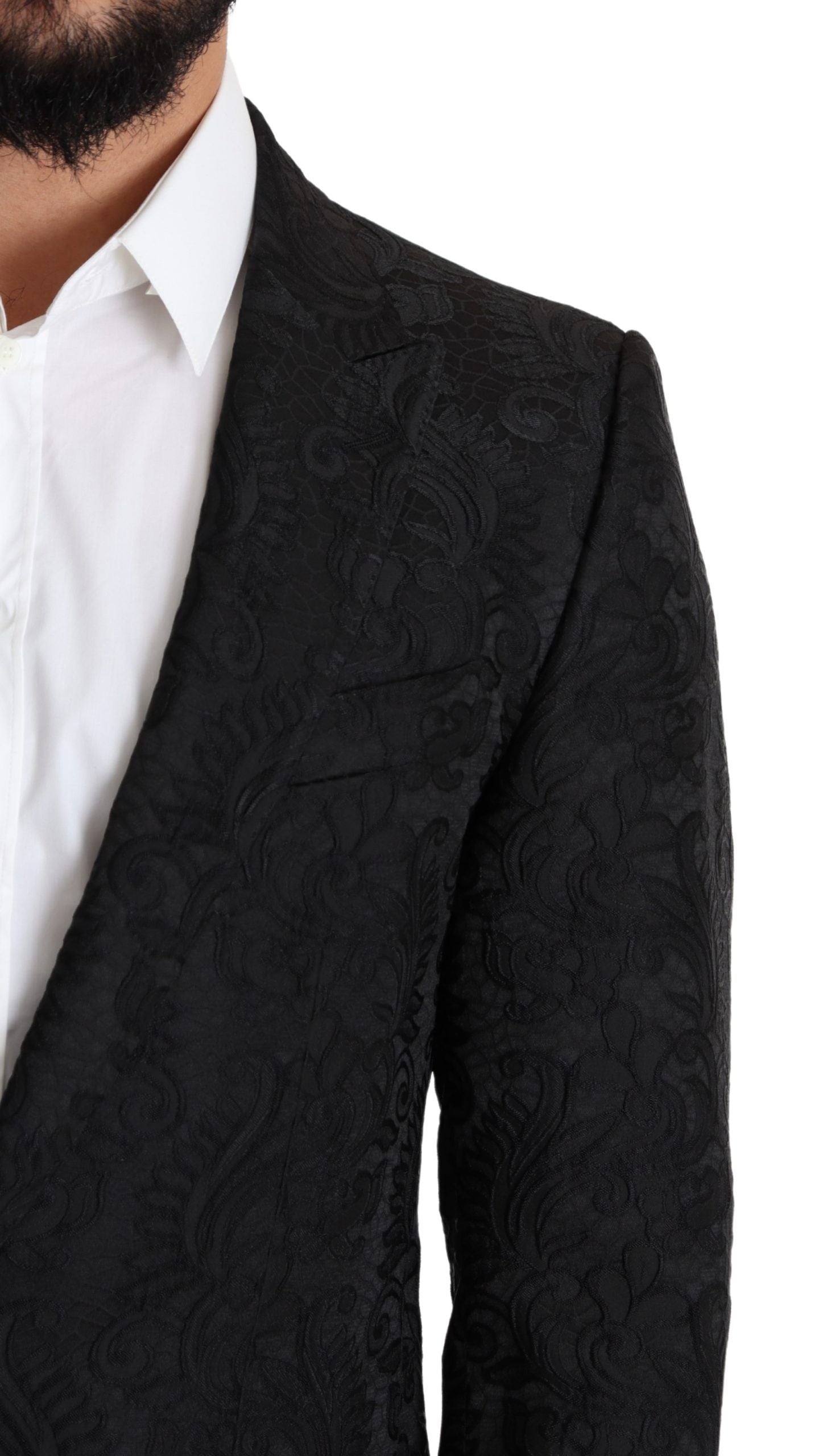 Dolce & Gabbana Elegant Black Floral Martini Blazer Jacket