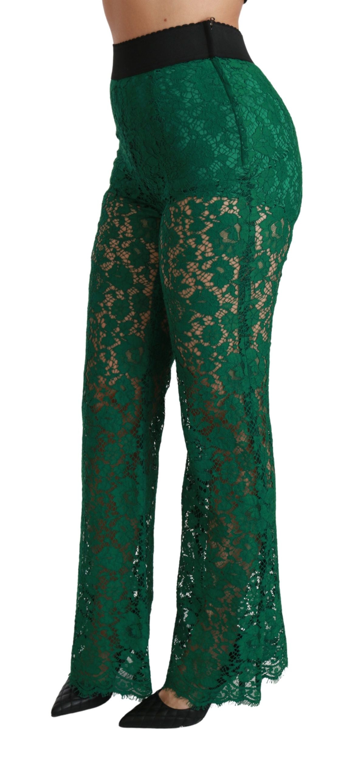 Dolce & Gabbana Elegant Green Lace Detailed Pants