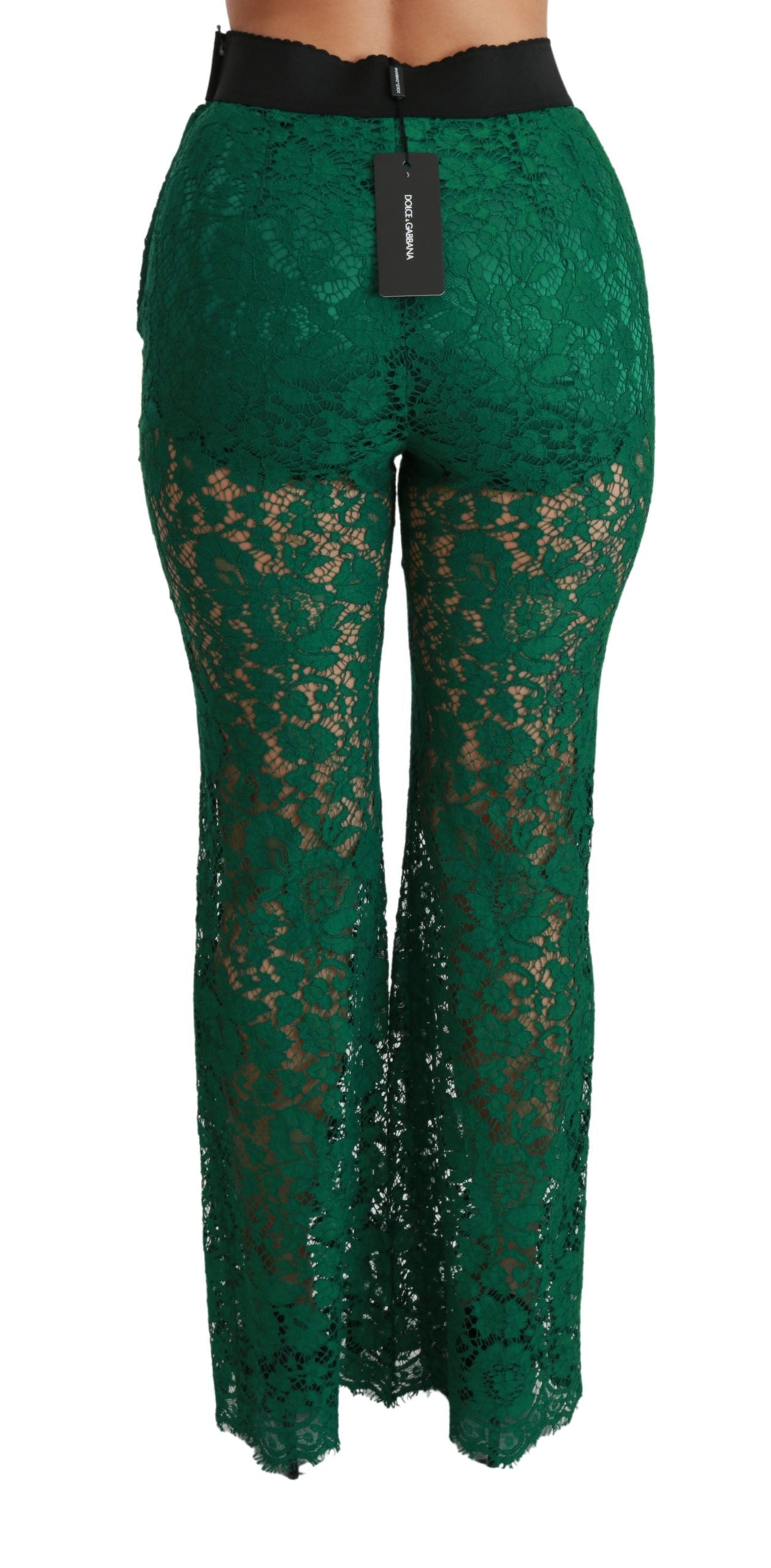 Dolce & Gabbana Elegant Green Lace Detailed Pants