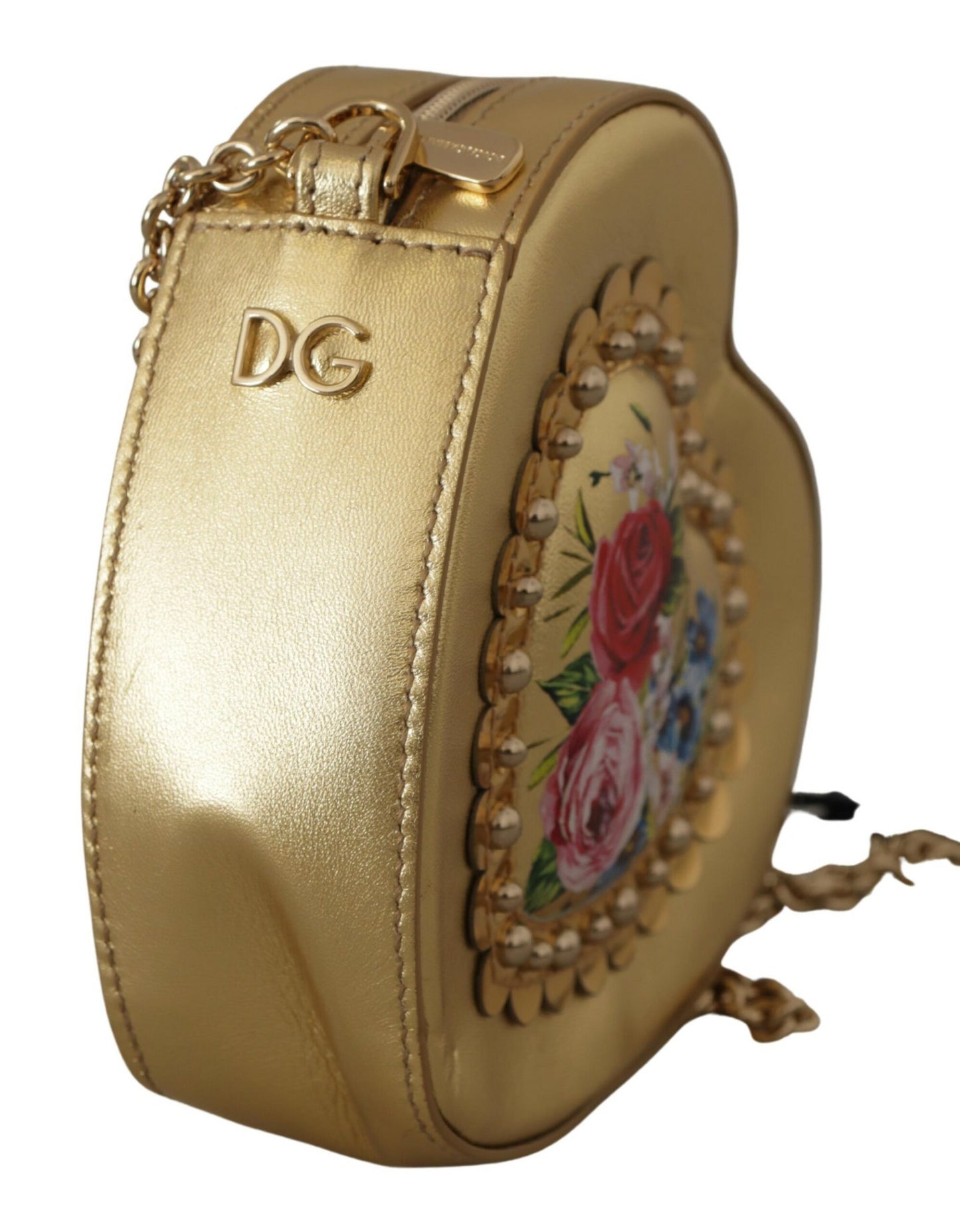 Dolce & Gabbana Golden Heart Leather Shoulder Bag