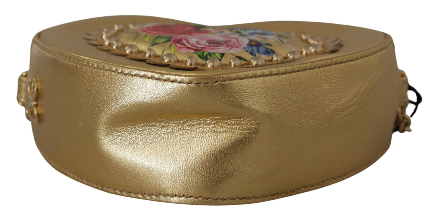 Dolce & Gabbana Golden Heart Leather Shoulder Bag