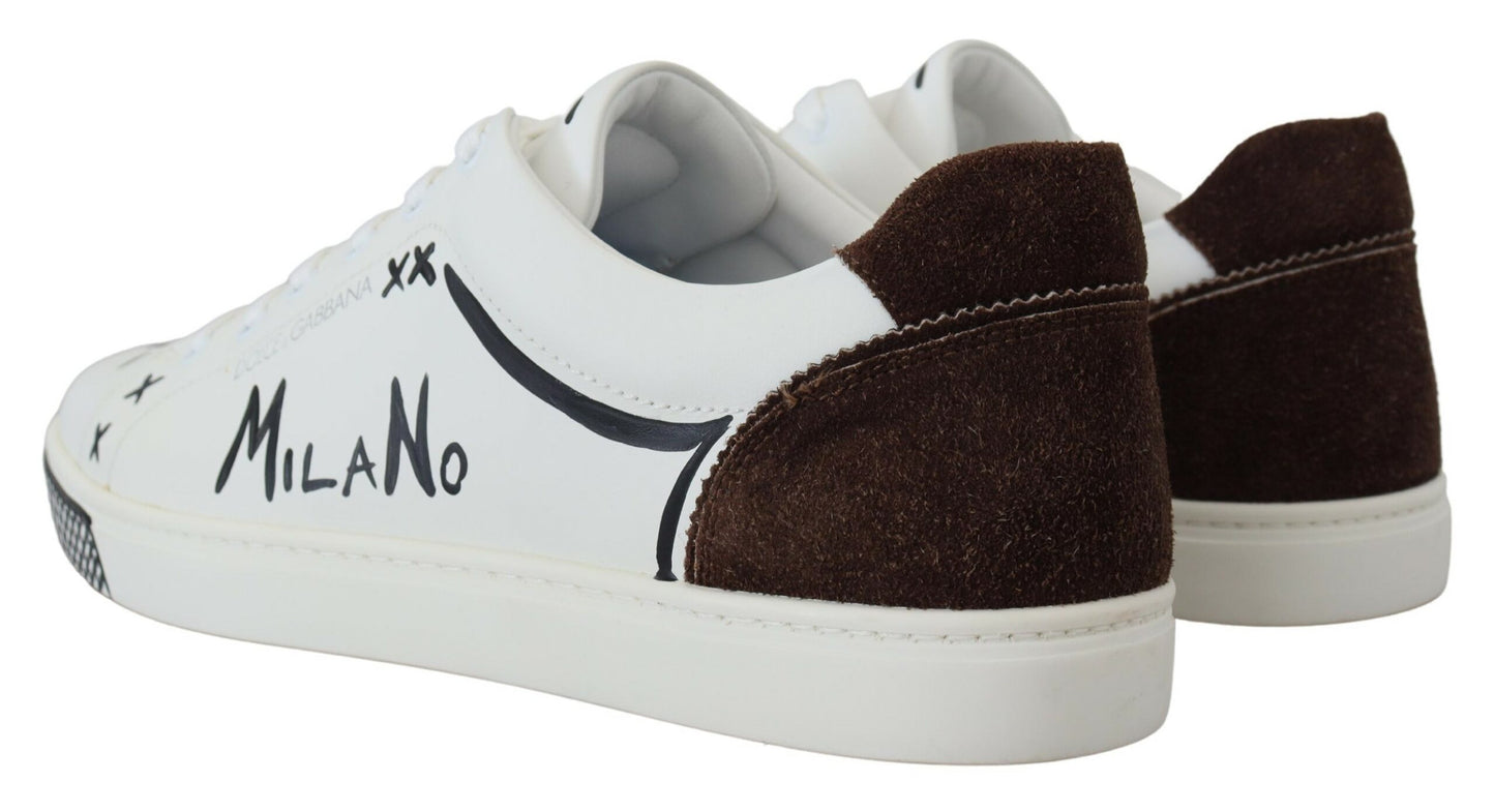 Dolce & Gabbana Exquisite Leather Sneakers with Suede Accents