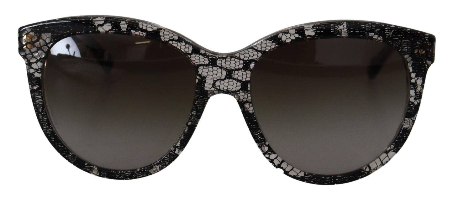 Dolce & Gabbana Chic White Lace-Trimmed Designer Sunglasses