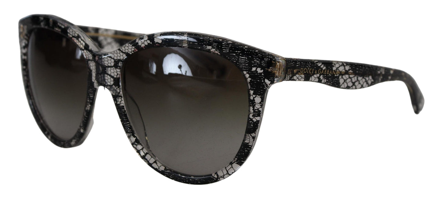 Dolce & Gabbana Chic White Lace-Trimmed Designer Sunglasses