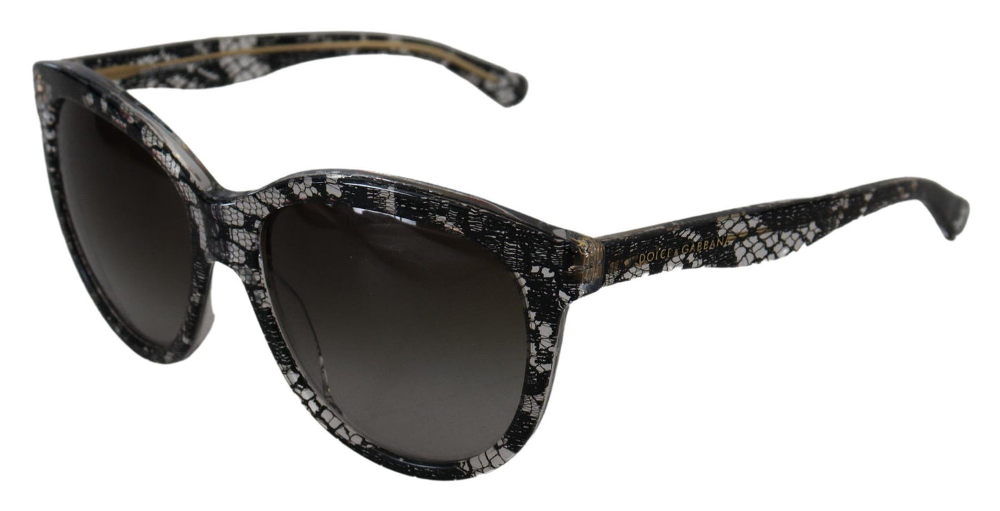 Dolce & Gabbana Chic White Lace-Trimmed Designer Sunglasses