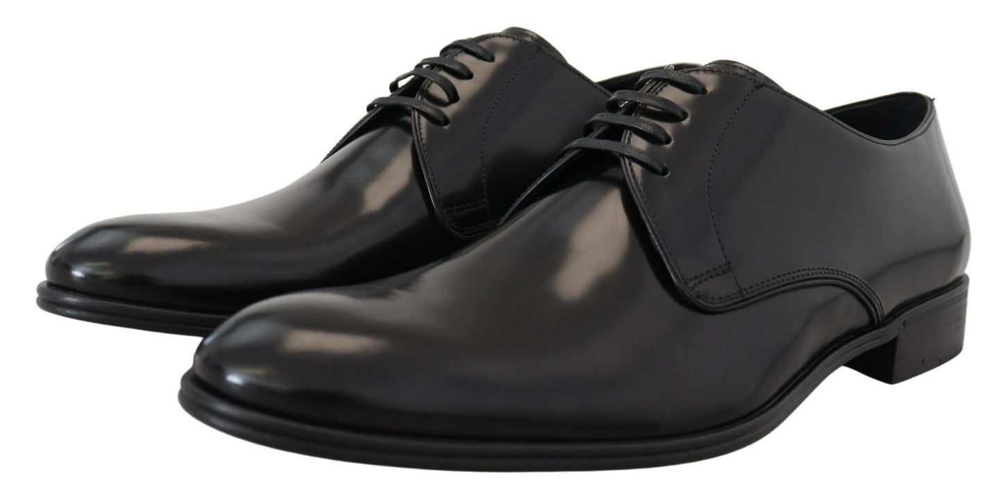 Dolce & Gabbana Elegant Black Leather Lace-Up Formal Shoes