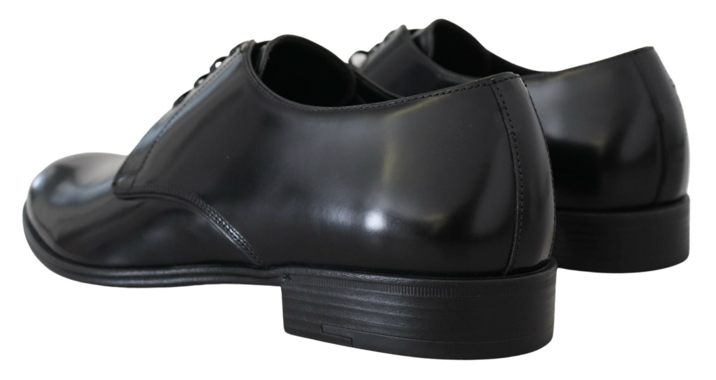 Dolce & Gabbana Elegant Black Leather Lace-Up Formal Shoes