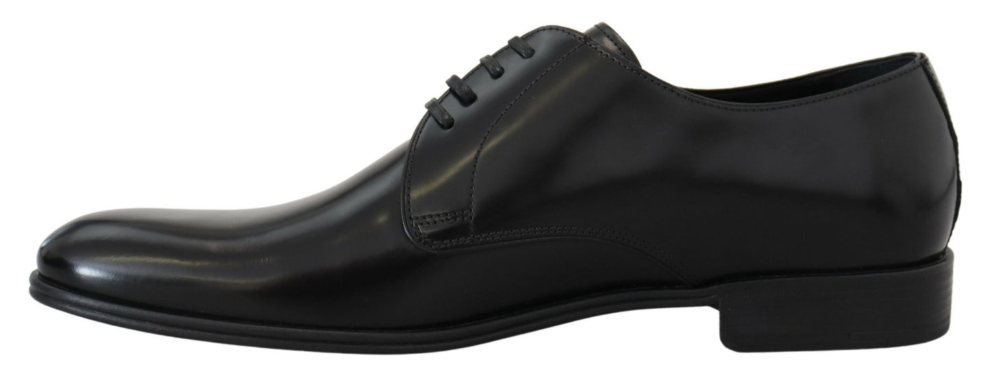 Dolce & Gabbana Elegant Black Leather Lace-Up Formal Shoes