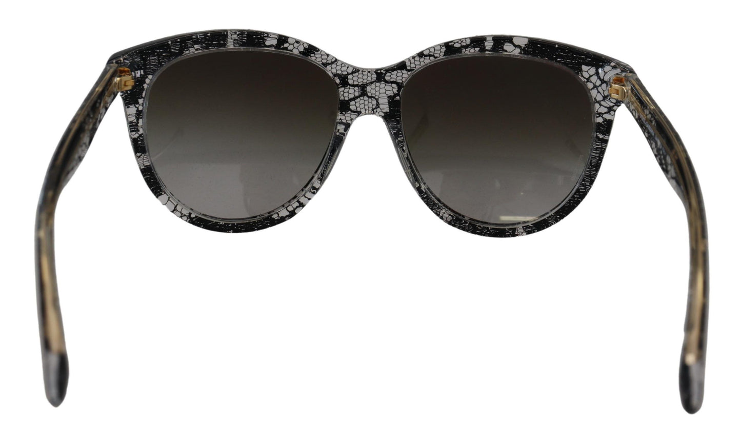 Dolce & Gabbana Chic White Lace-Trimmed Designer Sunglasses