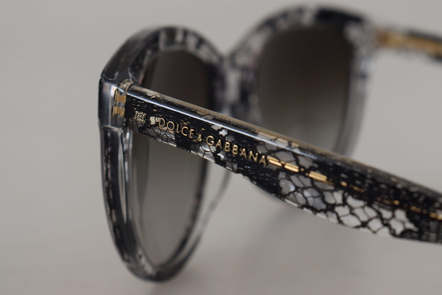 Dolce & Gabbana Chic White Lace-Trimmed Designer Sunglasses