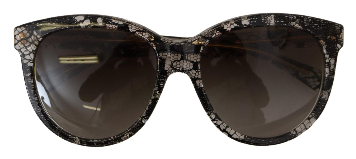 Dolce & Gabbana Chic White Lace-Trimmed Designer Sunglasses