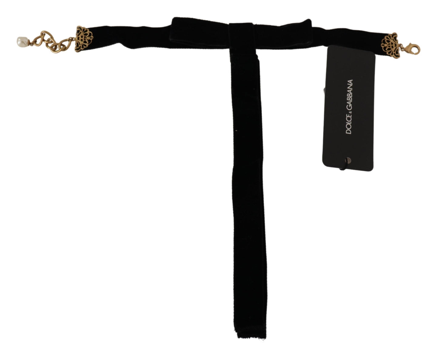 Dolce & Gabbana Elegant Gold Black Charm Statement Necklace