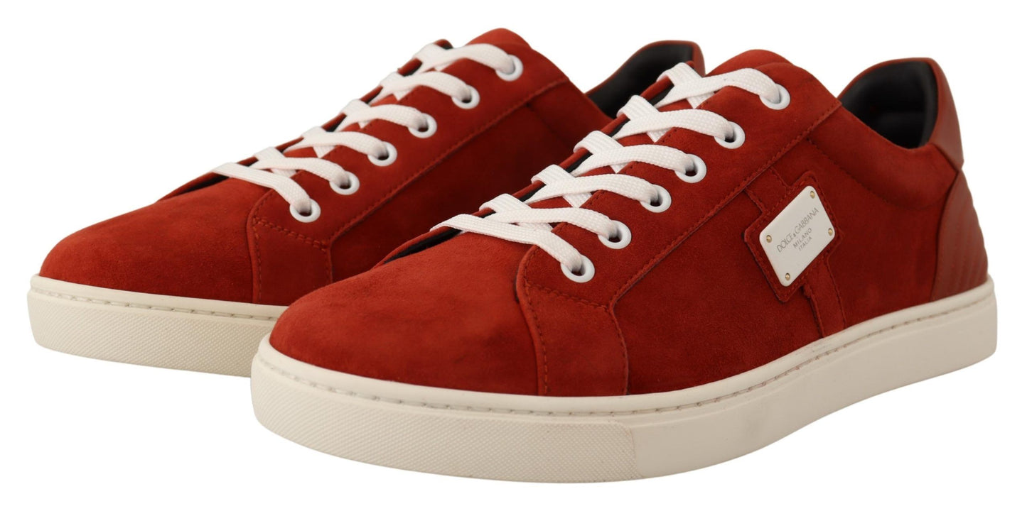 Dolce & Gabbana Regal Red Leather and Suede Sneakers