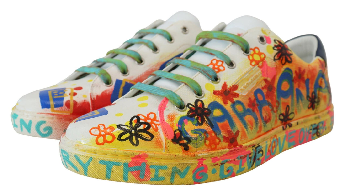 Dolce & Gabbana Multicolor Handpainted Low Top Leather Sneakers