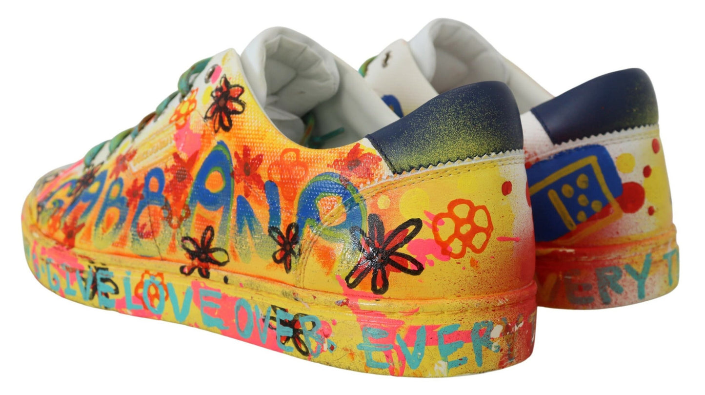 Dolce & Gabbana Multicolor Handpainted Low Top Leather Sneakers