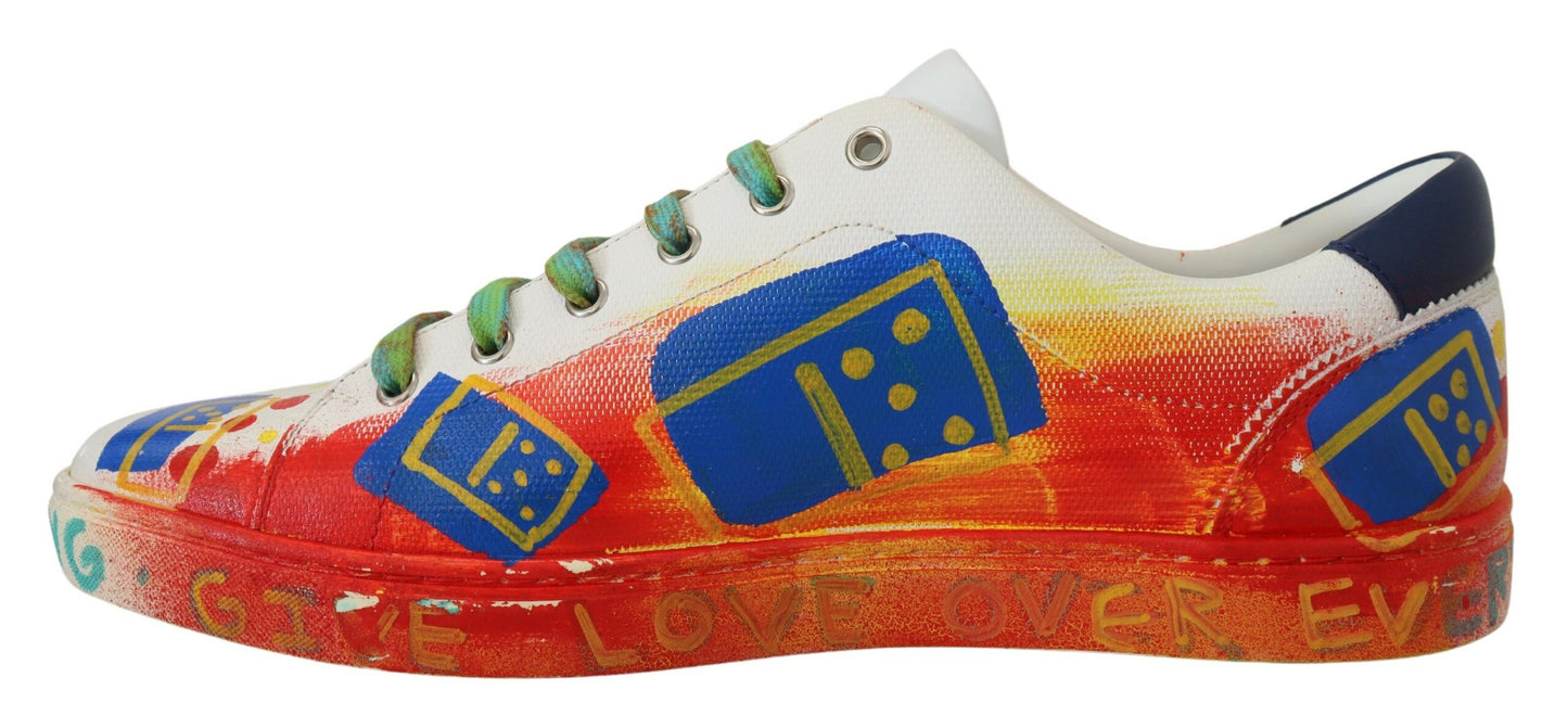 Dolce & Gabbana Multicolor Handpainted Low Top Leather Sneakers