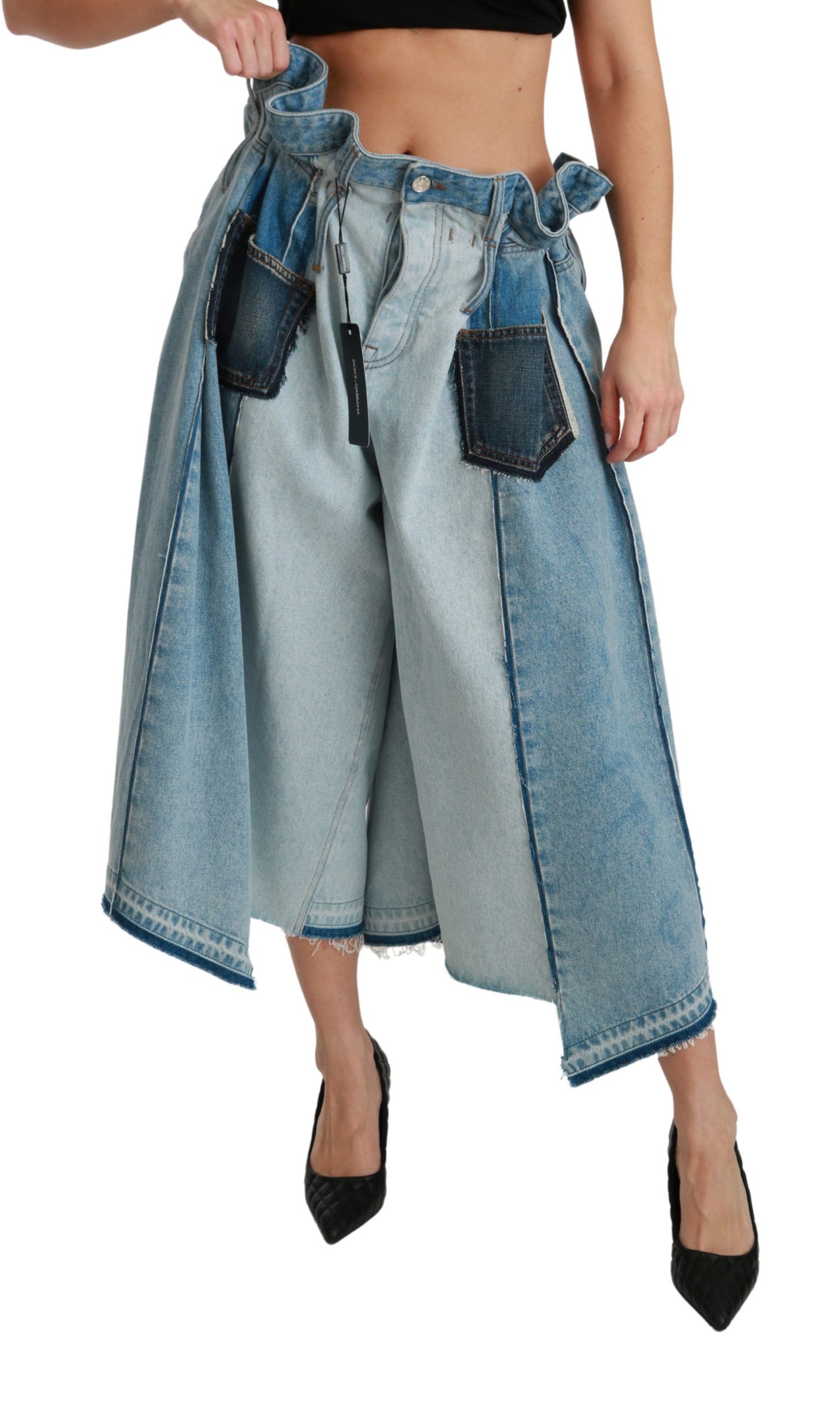 Dolce & Gabbana Elegant Mid Waist Wide Leg Denim